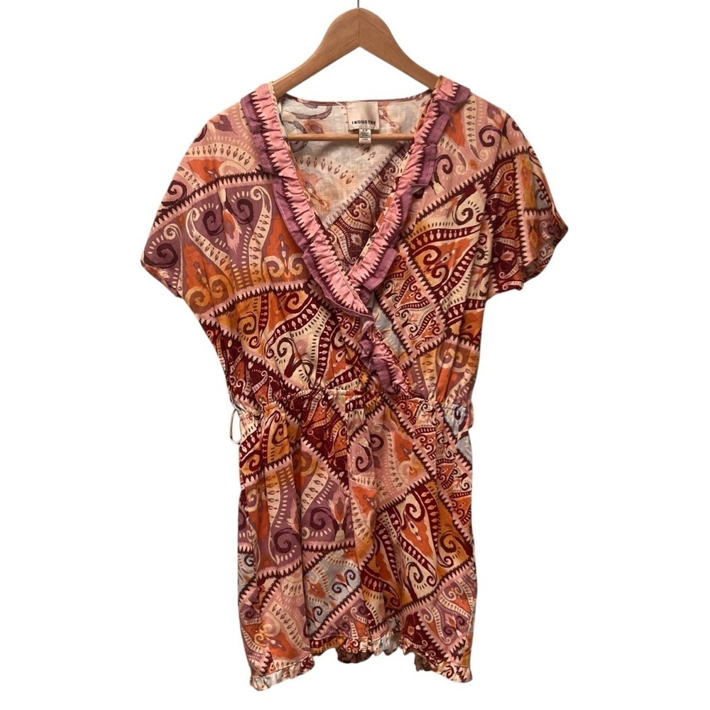 NWOT INDUSTRY REPUBLIC CLOTHING Geometric Cotton Romper In Aztec Multi SZ S